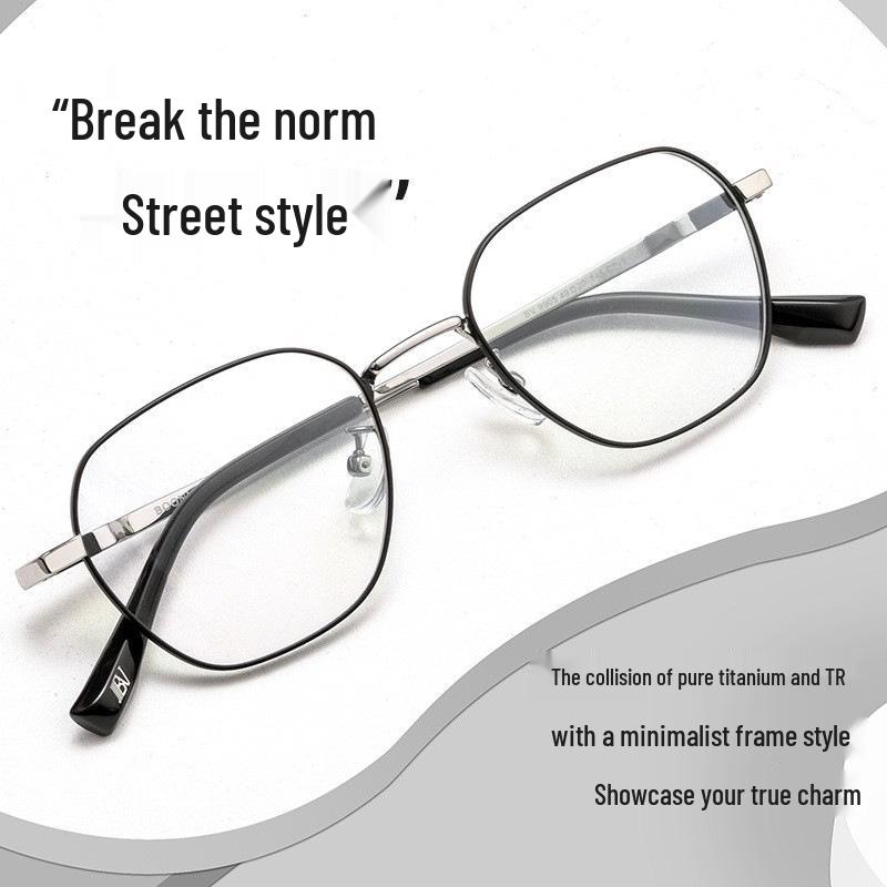 Bestfen BW9905B Retro Polygonal Titanium Wide Rim High-Power Myopia Eyeglass Frame