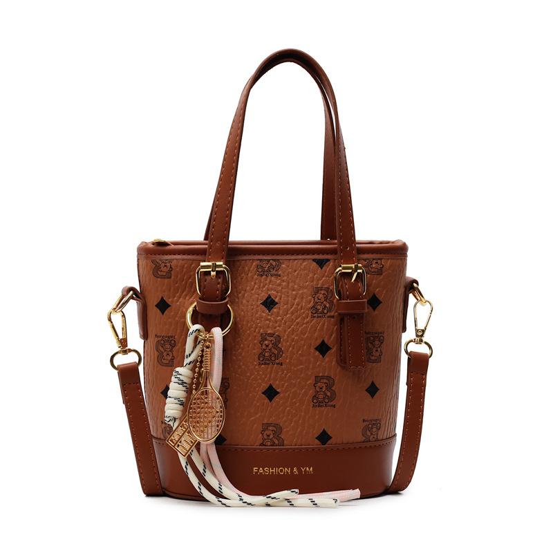 Korean Version of the New Product, High-end Classic Printing Fashion, Portable Bucket Bag, Niche Temperament, Women's Commuter Style Messenger Bag