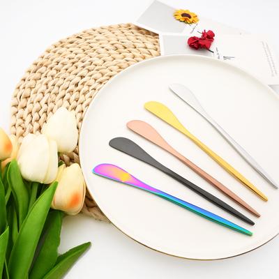 Couteau à beurre coloré en acier inoxydable, trou à Pizza, couteau à confiture, couverts crème petit déjeuner couteau à pain grillé, outils de cuisine 6 pièces