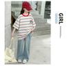 Girls' Summer Retro Striped Short-Sleeved T-Shirt