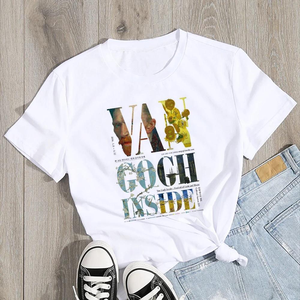 

Van Gogh Starry Night Cat In The Print Fashion Soft Summer Women TShirt Art Painting Fashion Style Neck T Shirt 4XL