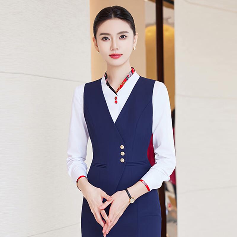 Trojman Women s Blue Vest Suit 3-Piece Workwear Set L