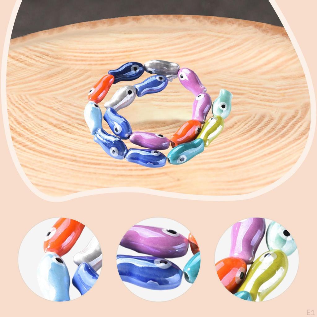Ceramic Fish Beads Strand Charms Animal Shaped Straight Hole Colorful 16Pcs/Strand for Jewelry