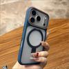 Luxury Transparent For Magsafe Stand Case For iPhone 17 16 15 14 13 Pro Max 16Pro 17Pro Magnetic Shockproof Matte Back Cover