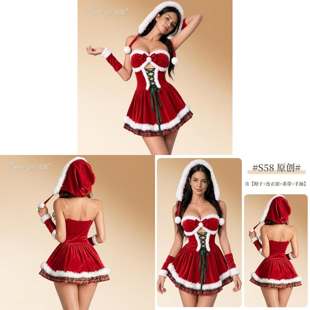 Christmas Sexy Lingerie Costume For Women With Polyester Fabric For Festive Role Play