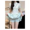 Women's Mini Skirt High Waist A Line Slimming Summer Skirt Shorts Petite Pleated Puff Hem Pink