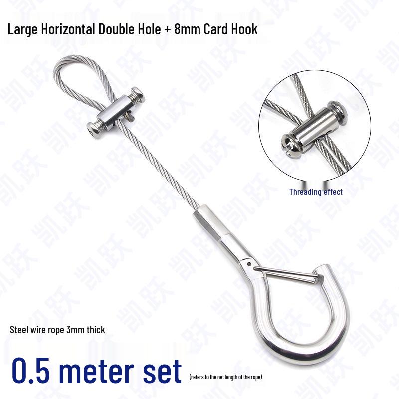 Adjustable Steel Wire Rope Safety Lanyard with Locking Snap Hook for Fall Protection and Sound System Suspension, 1.5-4mm.