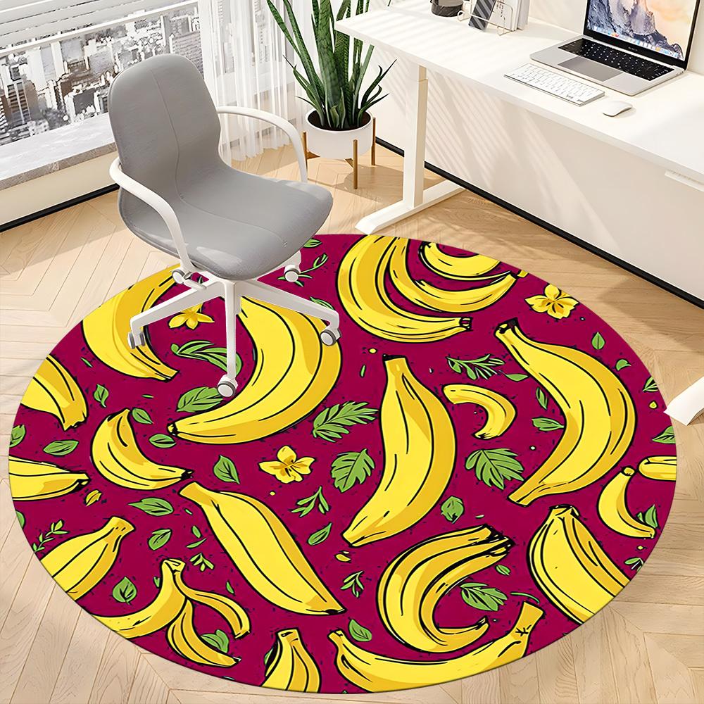 1pc Banana Pattern Office Round Area Rug, Indoor Mat Suitable For Office, Under Office Chairs Bedroom Living Room Home Decor, Room Deco188