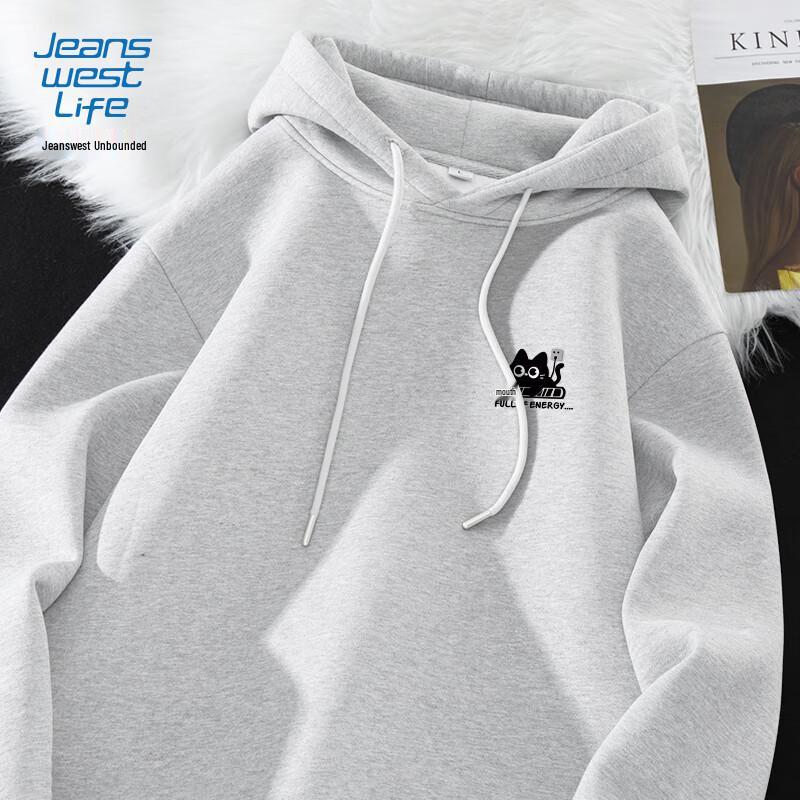 Jeanswest Men's Loose-Fit Cartoon Hooded Sweatshirt