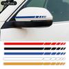 2 Sets 4PCS Car Stripe Stickers, Black/Silver 20*0.7cm Vinyl Decals for Truck Rearview Mirror & Vehicle Body Accessories