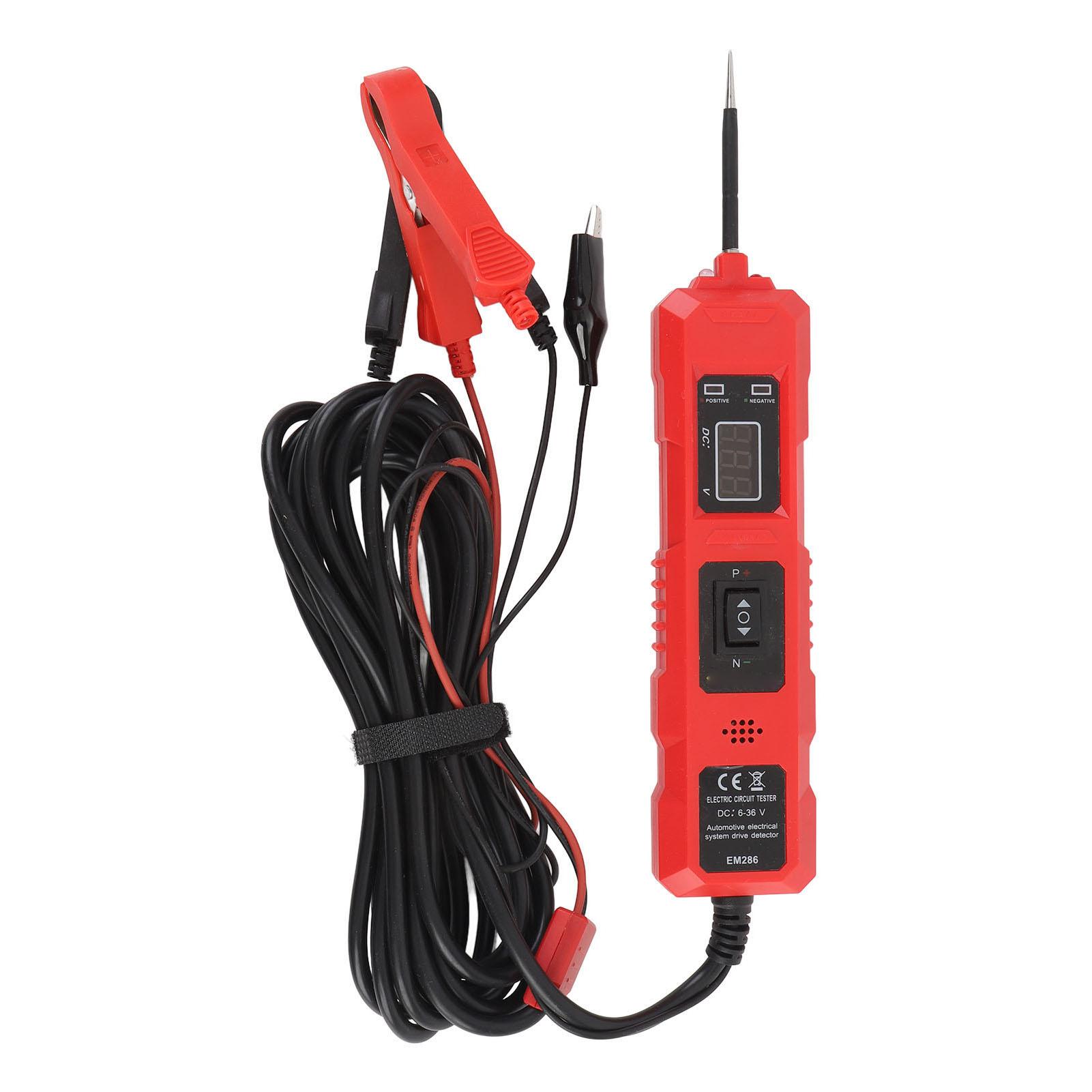 

Car Circuit Tester 6 to 36V Multifunctional High Sensitivity with 2 Clips Power Circuit Probe Tester for Vehicles
