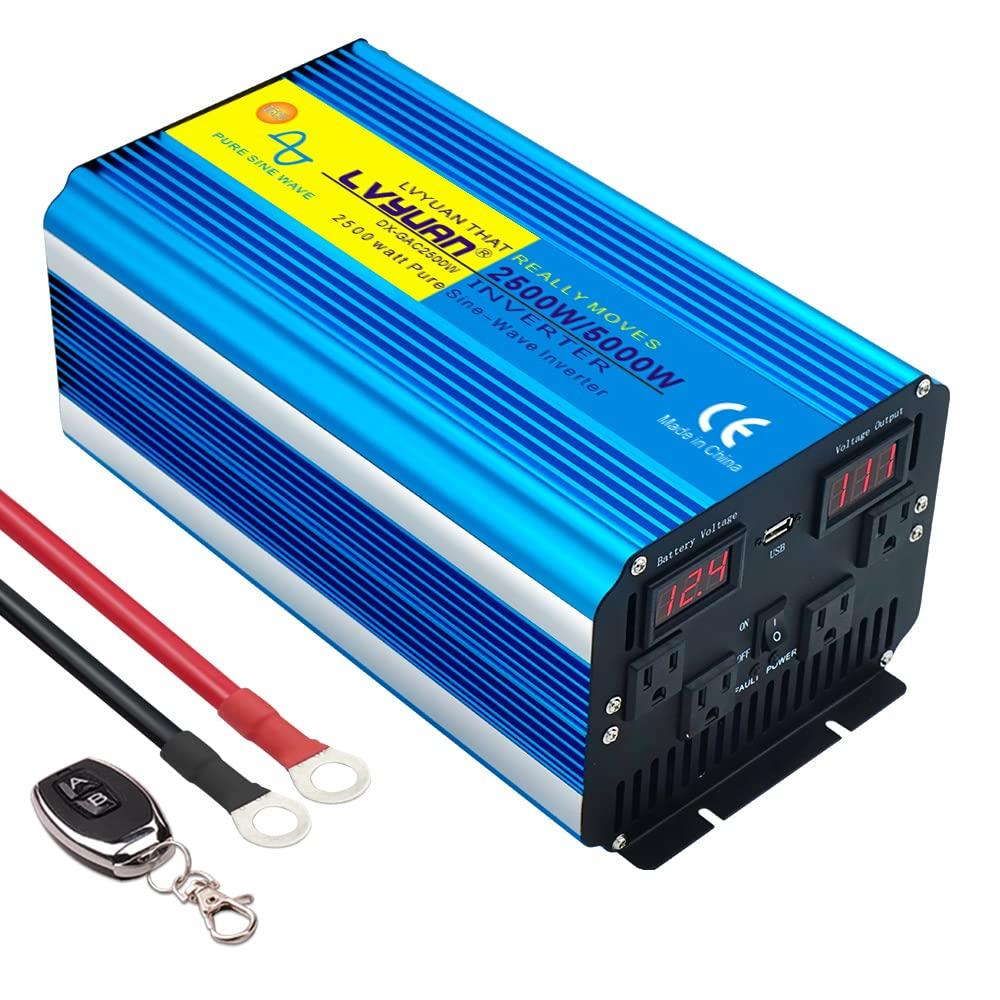 LVYUAN Sine Wave DC12V To AC100V 50Hz To 60Hz Ideal for Car Solar Power and Emergency Power Outage Free Replacement and Lifetime Repair Includes