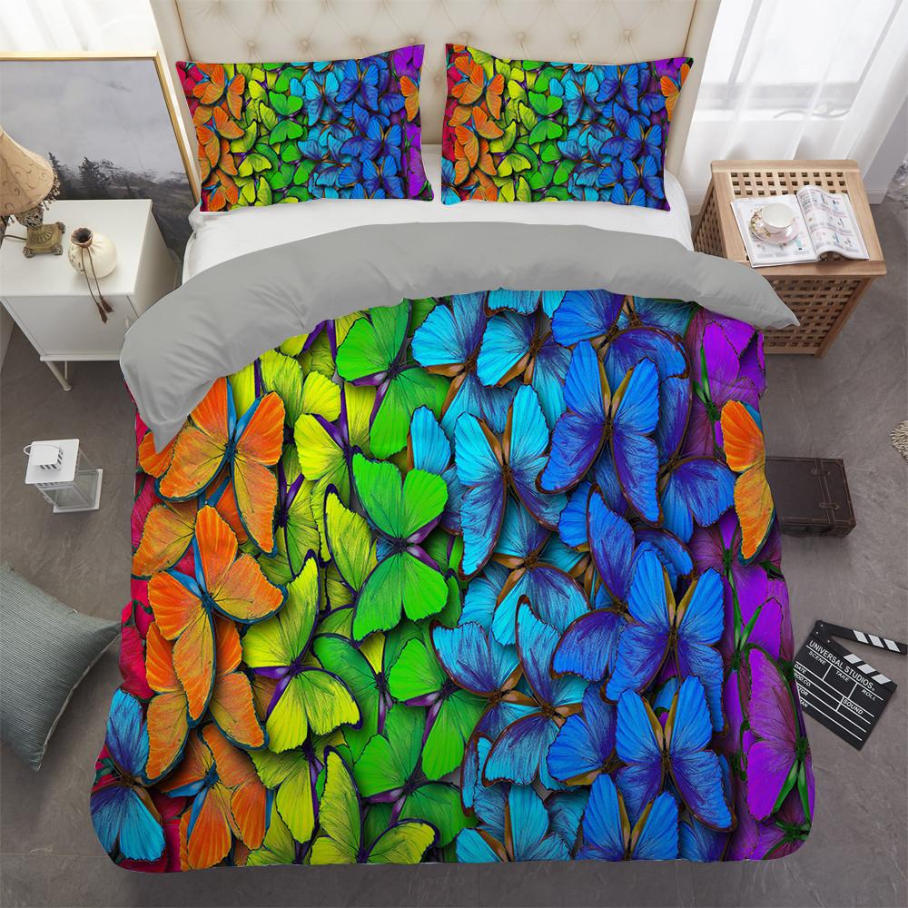 

Butterfly Duvet Cover Set 3D Print Purple Insect Dreamy Light King Queen Comforter Cover For Kid Boy Girl Polyester Bedding Set EU single(135x200cm)