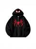 Spider Print Zip Up Hoodie for Men Women, Personalized Full Zip Hooded Sweatshirt, Streetwear Pullover Jacket with Pockets, Black