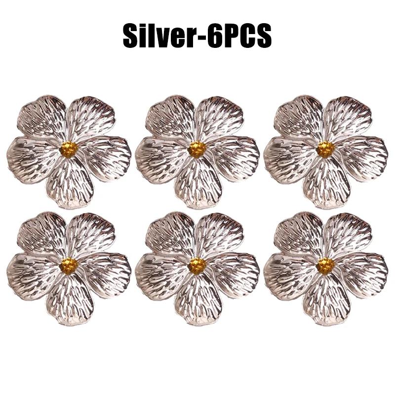 96PCS Bloom Napkin Ring Flower Types Decoration Napkin Holder Plum Blossom Napkin Buckle for Hotel Parties Feast Dining Table