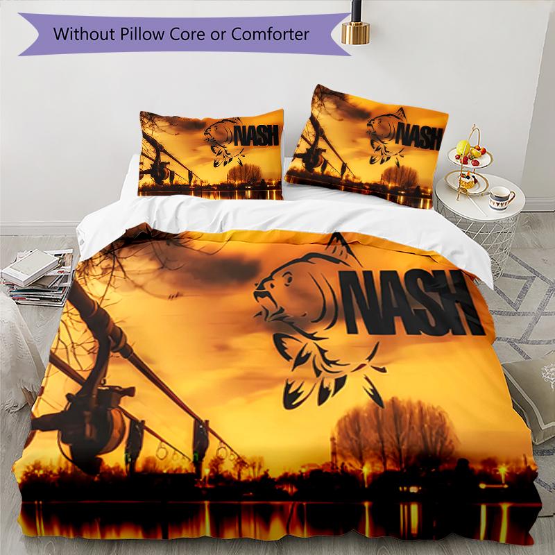 3pcs Nash Tackle Pattern Bedding Set Duvet Cover Set Includes Duvet Cover &pillowcases, Perfect All Season Bedroom Decoration & Gift