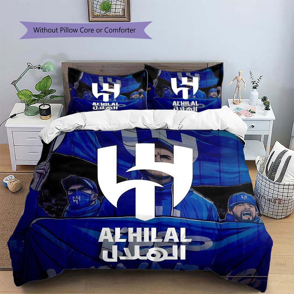 Al-Hilal Saudi FC Pattern Bedding,Quilt Set Quilt Cover Pillowcase Home Birthday Gift(1 * duvet cover + 2 * pillowcase, without core)