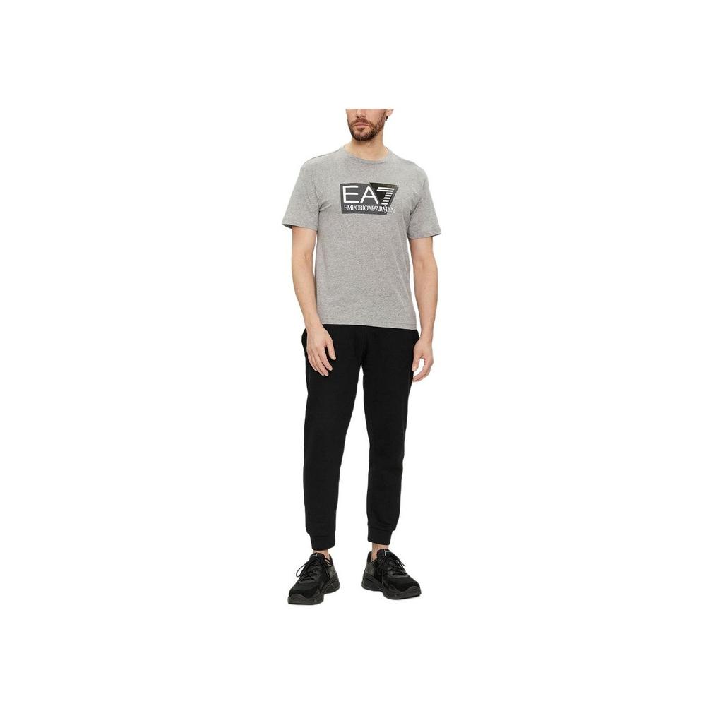 Emporio Armani EA7 Logo Letter Print Crew Neck Straight Fit Short Sleeve T-Shirt Men tops Gray 3DPT81-PJM9Z-3905
