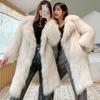 Women's New Raccoon Fur Jacket Women's Long Fox Hair Suit Collar Fur Coat Loose Casual Trench Coat