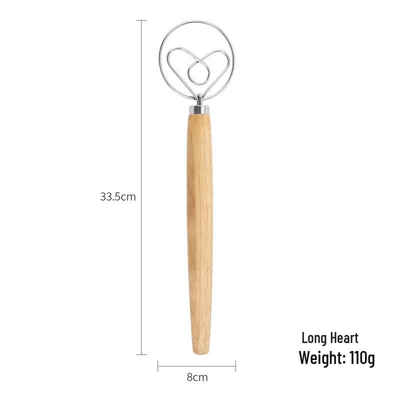 Stainless Steel Egg Beater & Dough Mixer with Wooden Handle