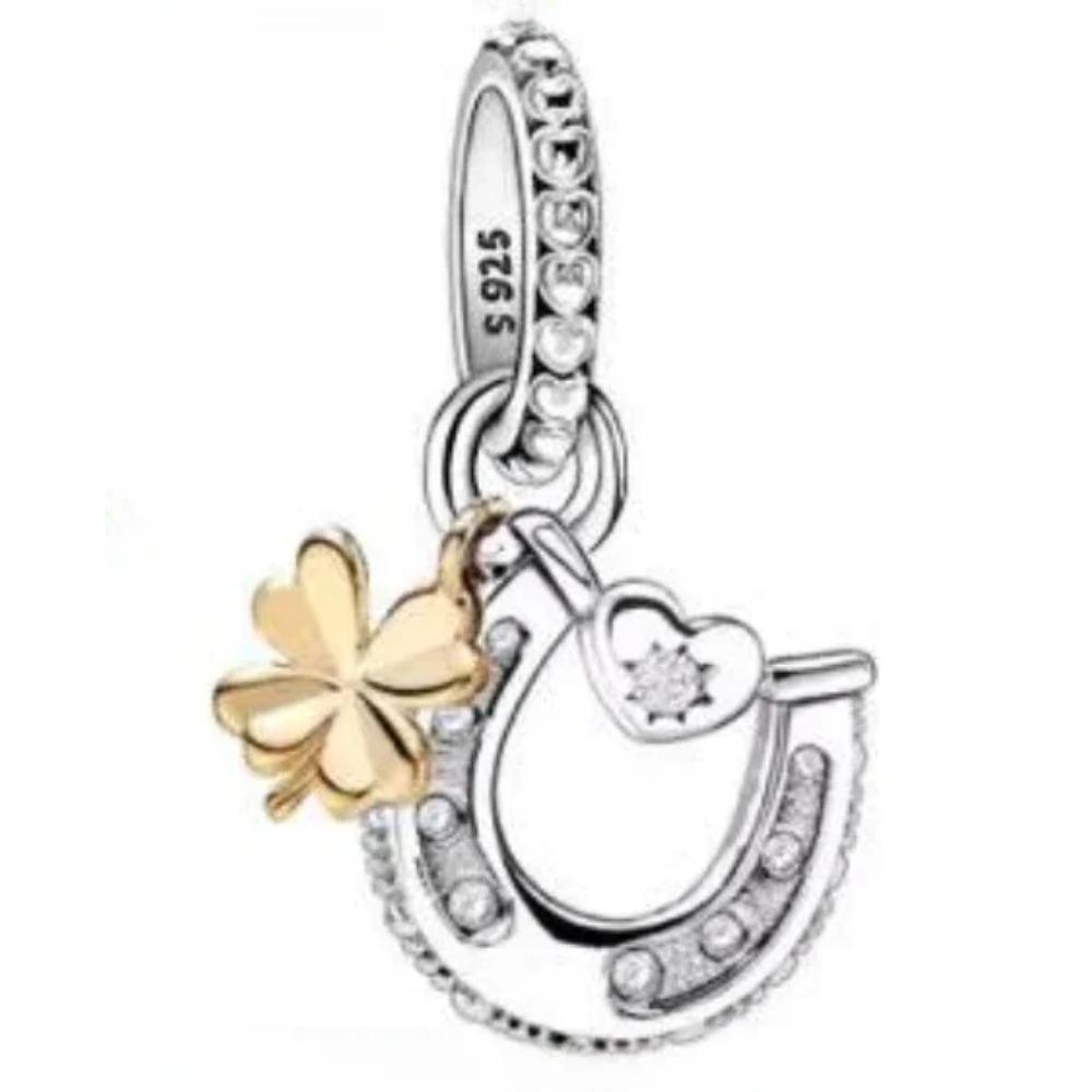 925 Silver Golden Charm Crown Family Tree Safety Chain Hollow Beads for Women DIY Bracelets Jewelry