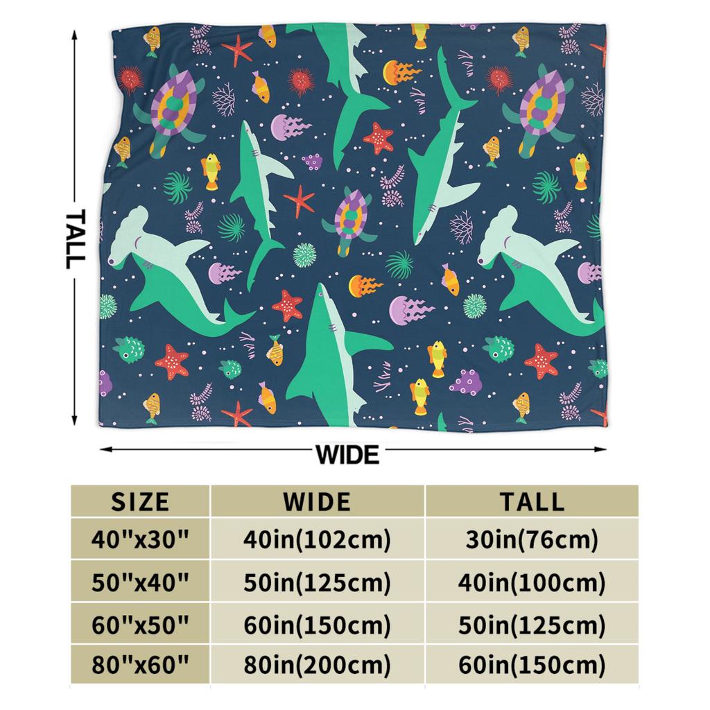 Cute Sharks Warm Soft Blanket  Airplane Travel Plush Throw Blanket Novelty Couch Bed Flannel Bedspread Sofa Bed Cover