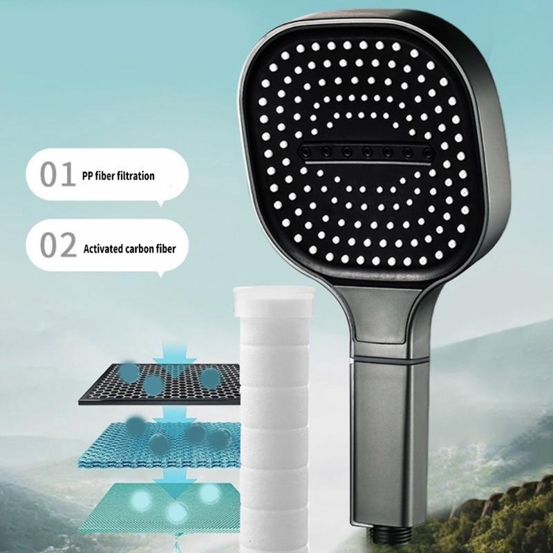 Multipurpose 13cm Gray Handheld Shower Set Bathroom Accessory for Home Bathrooms with Efficient Triples Filter Designs