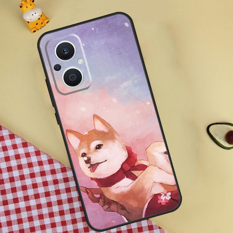 Shiba Inu Cute Cartoon Art Phone Case For OPPO Reno 12 12F 11 13 F 8T 7 8 10 Pro OPPO Find X8 Pro X6 X3 X5 Lite Cover