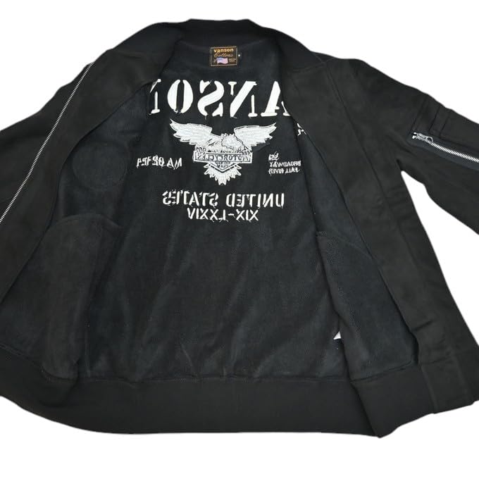 Brushed Bonded Military Jacket Motorcycle [Banson] NVSZ-2416 MA-1 Men's (JP, Alphabet, M, Black)