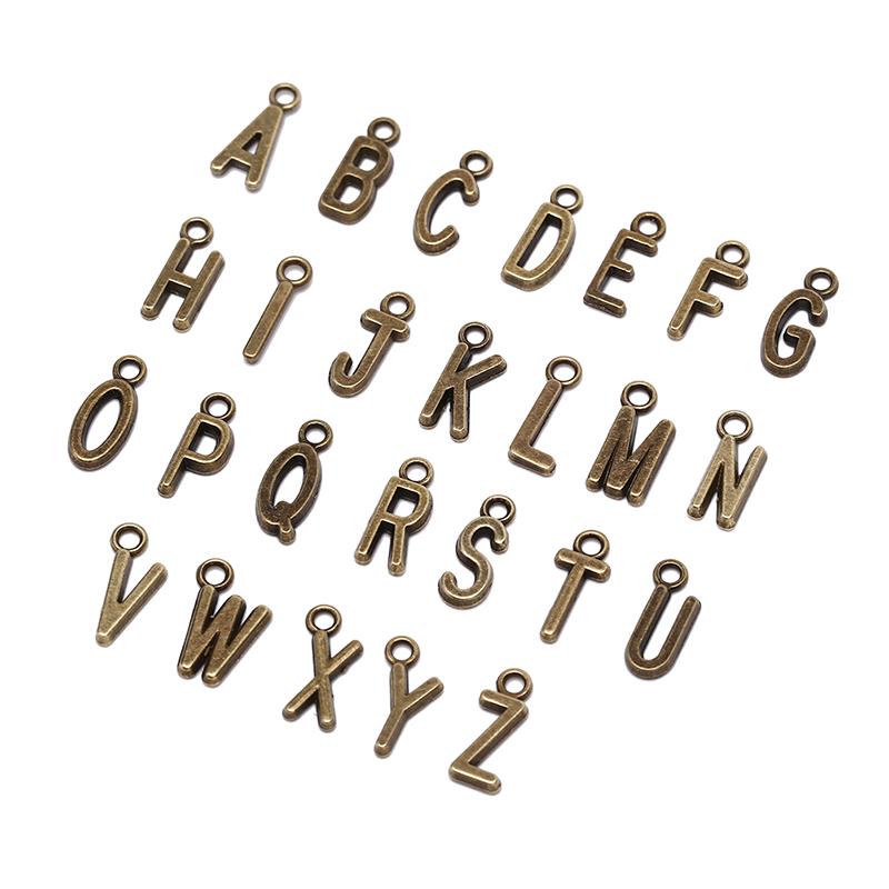 Silver/Gold 26Pcs Alphabet A-Z Pendents Letters Diy Jewelry Findings Charms