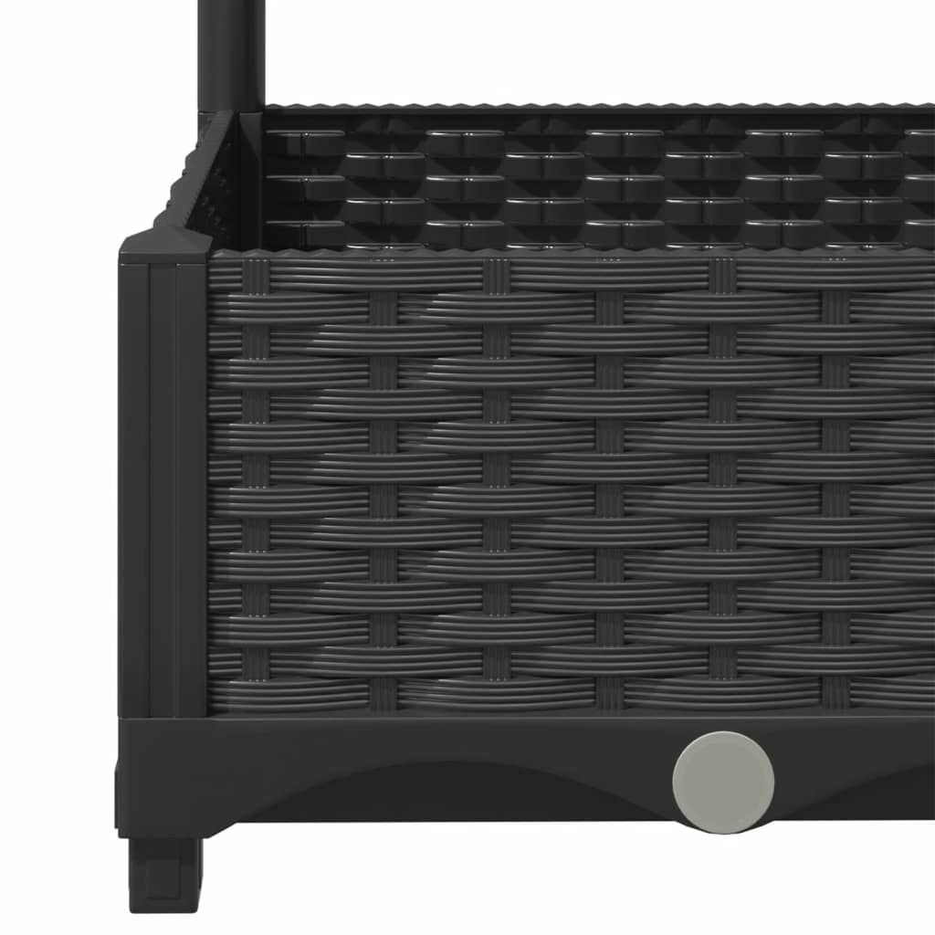 Vidaxl Garden Planter With Trellis, Black, 80X40X121.5 Cm, Pp