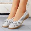 Comemore Summer Slip-on Flats Hollow Comfortable Woman's Shoes Leather Soft Bottom Wedges Casual Solid Color Female Single Shoes