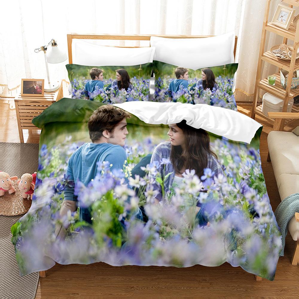 Twilight 3D Printing Three-Piece Digital Quilt Cover Home Textile Sheet Kit Active Printing And Dyeing