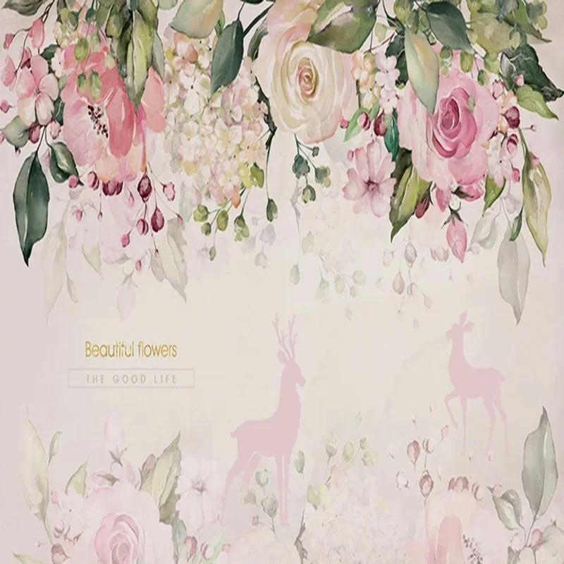 Photo Wallpaper 3d Stereo Pink Flowers Murals Cartoon Kids Girl's Bedroom Wall Paper Living Room Home Decor