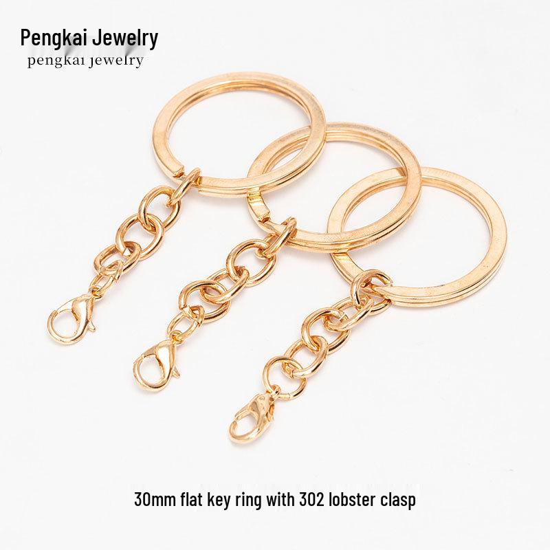 DIY Jewelry Accessories: KC Gold Four-Section Chain Keyring for Handmade Keychains