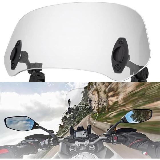 Universal Motorcycle Windshield Extension Plastic Adjustable Spoiler Clamp-On Windscreen Compatible with BMW Yamaha Transparent
