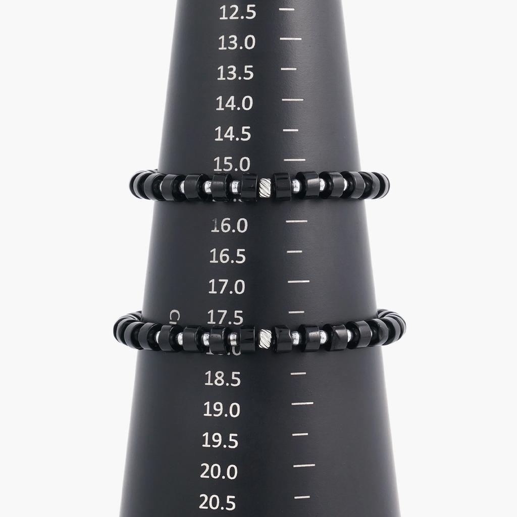 Jbans Classic Silver Ball Point 6Mm Black Rondelle Onyx Gemstone Bracelet (C2401Ac1090_Bk)