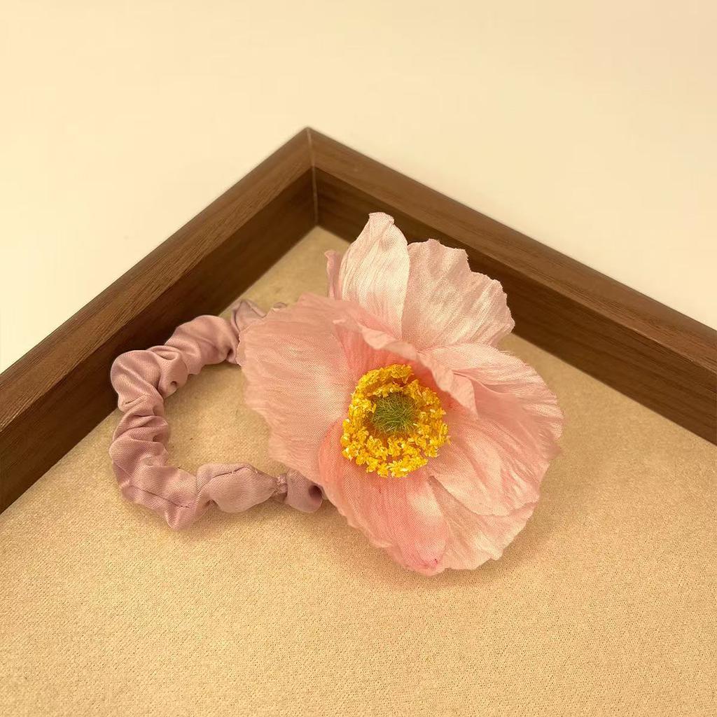 1pc 1pc Poppy Flowers, Large Intestine Hair Ring, Simulated Fabric, High-quality Sense Tie Balls, Hair Ornaments