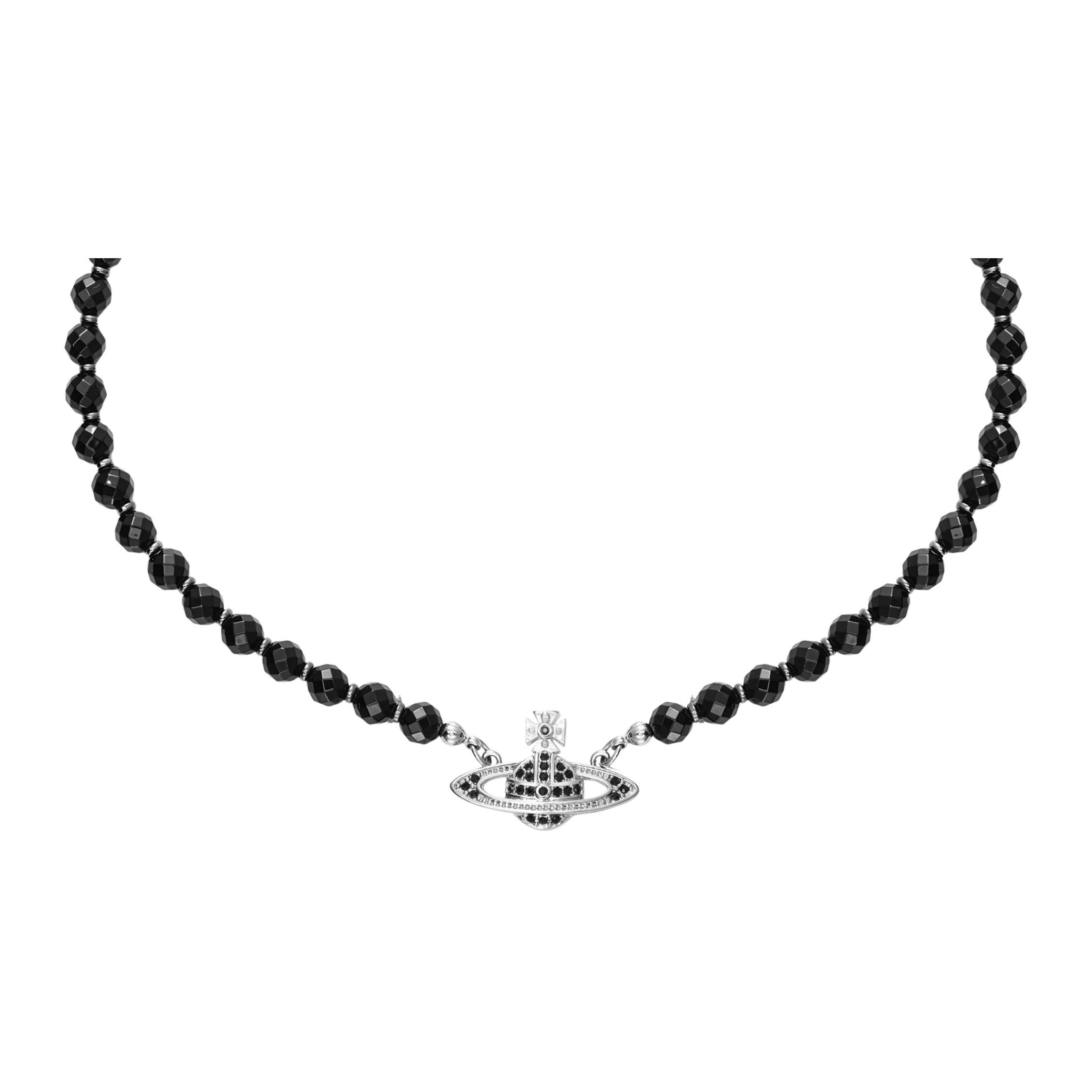 Vivienne Westwood One Row Relief Choker Black Onyx Brass Necklace Women necklace 63030019W270W270 Box