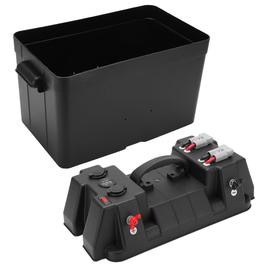 Backup Battery Box Power Center Portable Marine Accessary with Voltmeter for Car RV Yacht Ship 12V