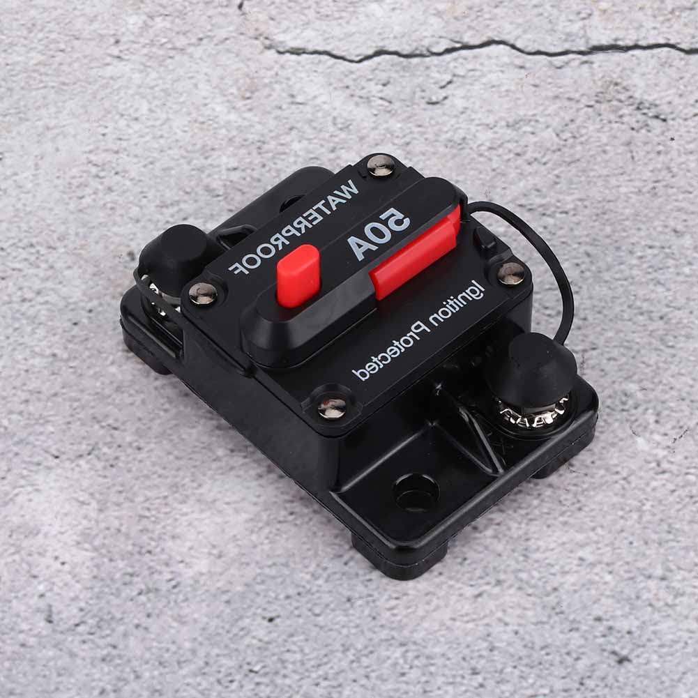48V 50A Manual Reset Circuit Breaker Switch Fuse Holder Truck Car Boat Accessory