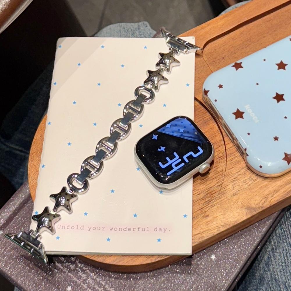 Cute Star Metal Chain Band for Apple Watch Series 1‑11 SE Ultra 38‑49mm Women Wrist Strap