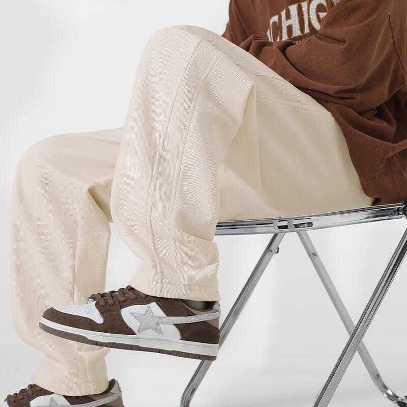 MINISO Men's Winter Fleece-Lined Chenille Curved Cut Trousers