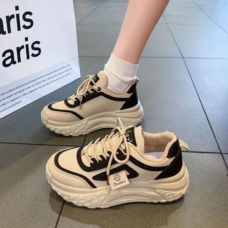 Platform White Shoes Women's 2025 New Popular Spring Leisure Sports Heightening Dad Muffin Summer Breathable Soft Bottom
