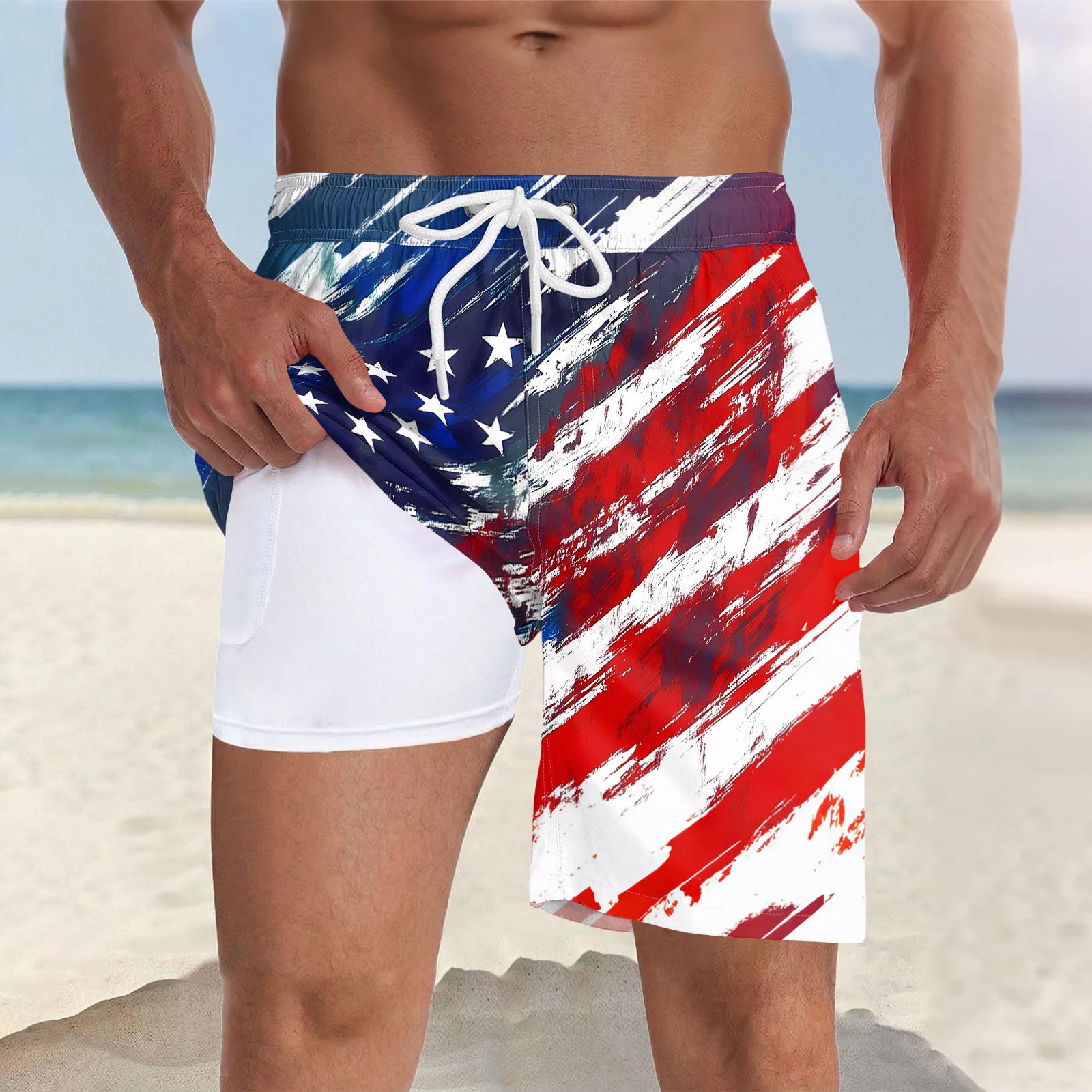 

Мужские плавки для плавания, быстросохнущие, пляжные, повседневные (С карманами) L синий