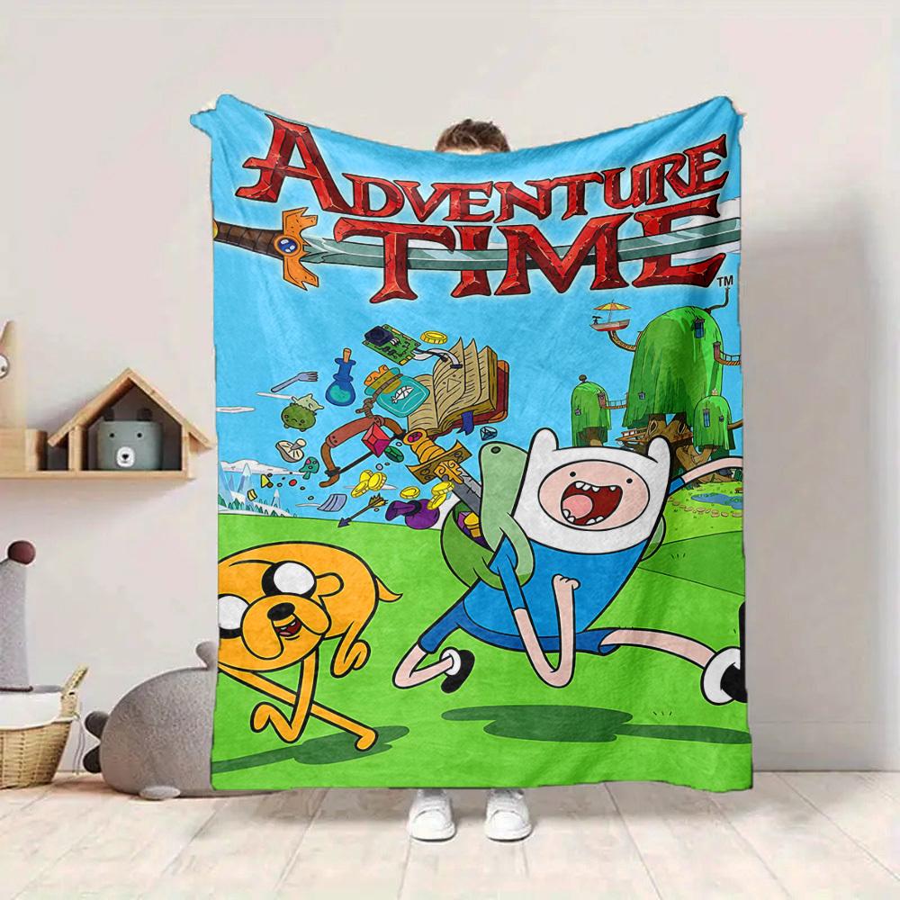 1pc Adventure Time Flannel Throw Blanket - HD Printed Lightweight Soft Warm All-Season Blanket for Sofa, Bed, Travel, Camping 183