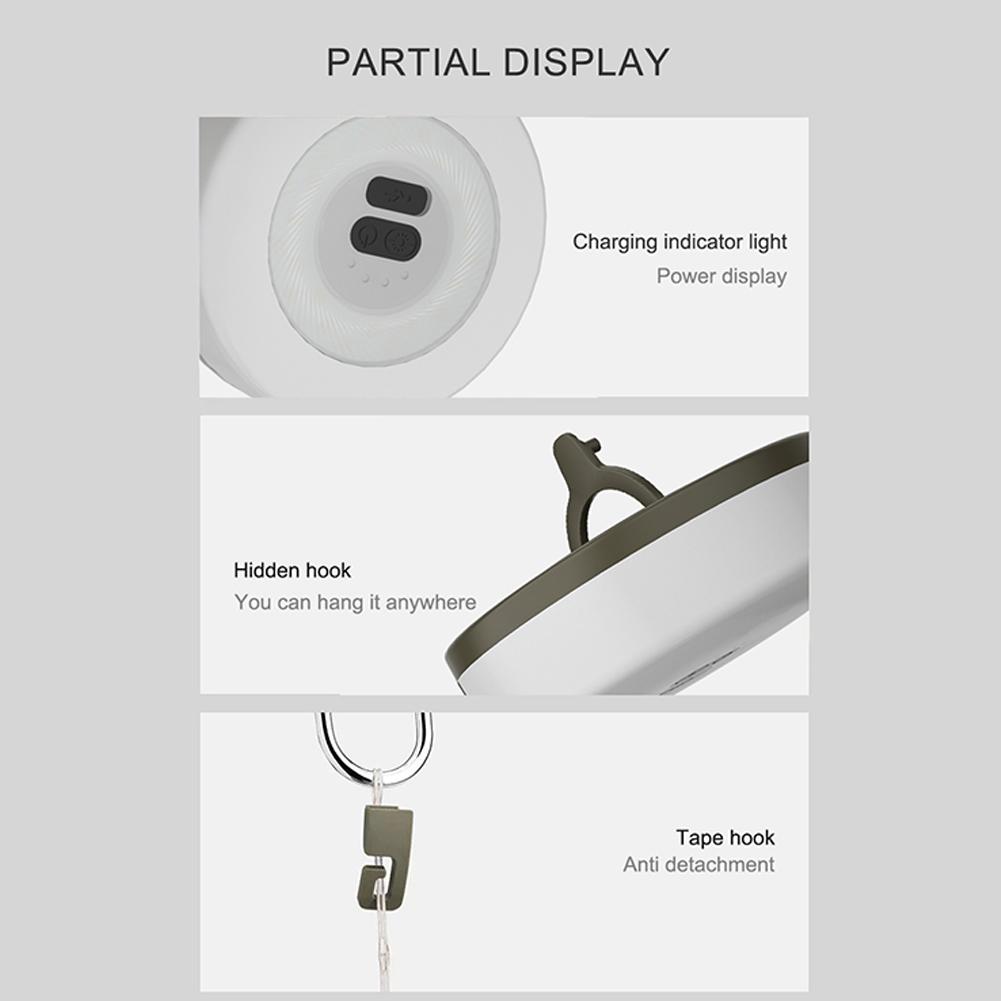 LED Camping Fairy Lights Power Display 200LM Camping String Lights 1800Mah Hangable for Parasol Tent Balcony Party Gazebo Garden