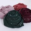 180*70CM New Plain Diamond Beads Bubble Chiffon Instant Hijab Shawls Solid Thick Head Wraps Foulard Sjaal Muslim Bonnet Cachecol