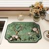 Chinese-Style Irregular Flower & Bird Diatom Mud Coffee Mat: Stain-Resistant, Easy-Clean, Non-Slip Kitchen Draining Mat