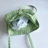 Light green check linen mini bag